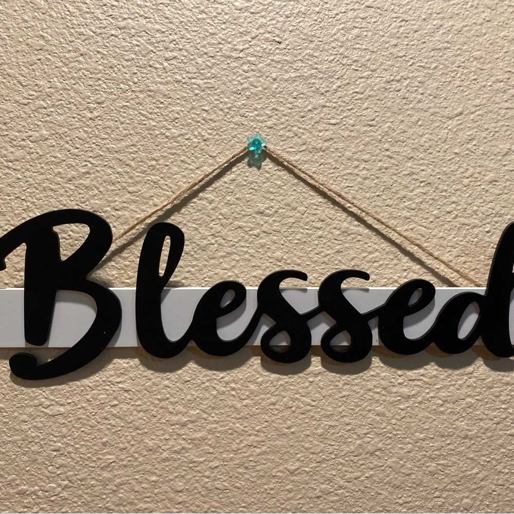 Blessed Wall Decor, Black Colored Blessed Hanging Wall Decor Sign, Blessed Decor